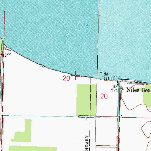 Topographic Map of Erie Beach, OH