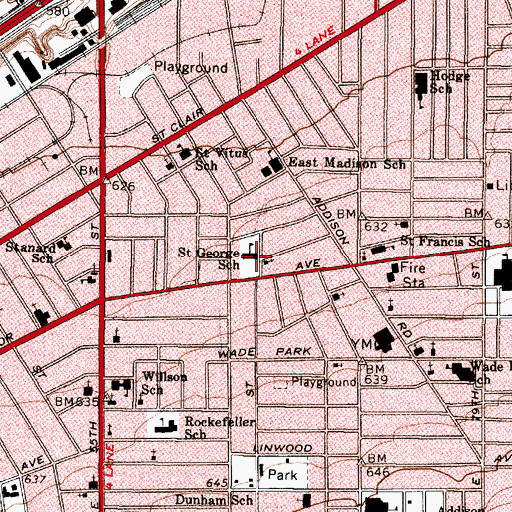 Topographic Map of Saint Georges Lithuanian Catholic Church, OH