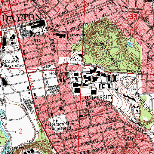 Topographic Map of Albert Emanuel Hall, OH