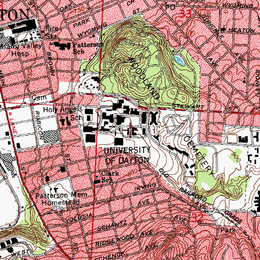 Topographic Map of Alumni Hall, OH