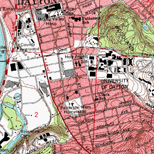 Topographic Map of Caldwell Student Center, OH