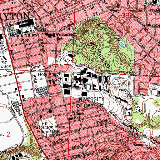 Topographic Map of Chaminade Hall, OH