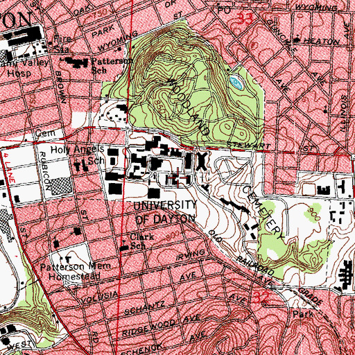 Topographic Map of Founders Hall, OH