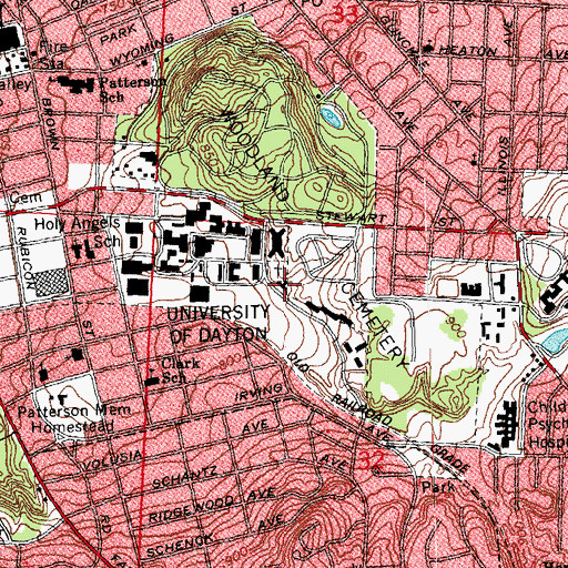 Topographic Map of Gosiger Hall, OH