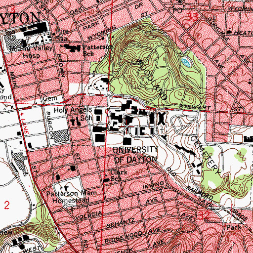 Topographic Map of Jesse Phillips Humanities Center, OH