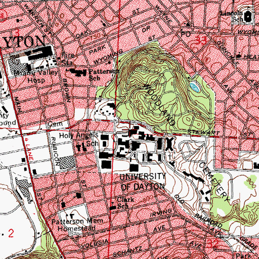 Topographic Map of Miriam Hall, OH