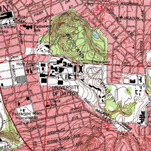 Topographic Map of O'Reilly Hall, OH