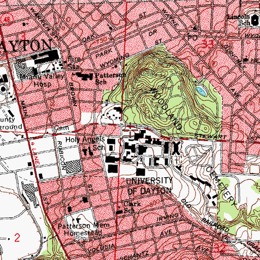 Topographic Map of Rike Center for Fine Arts, OH