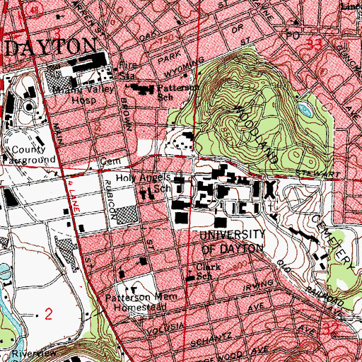 Topographic Map of Roesch Library, OH