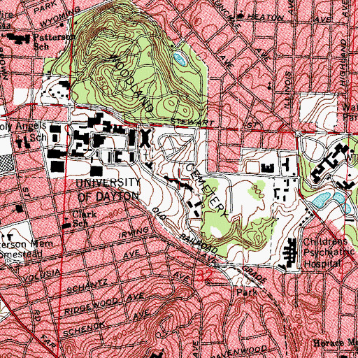 Topographic Map of Virginia W Kettering Residence Hall, OH