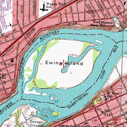 Topographic Map of Audubon Islands Nature Preserve, OH