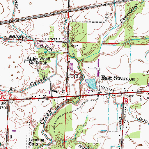 Topographic Map of East Swanton Cemetery, OH
