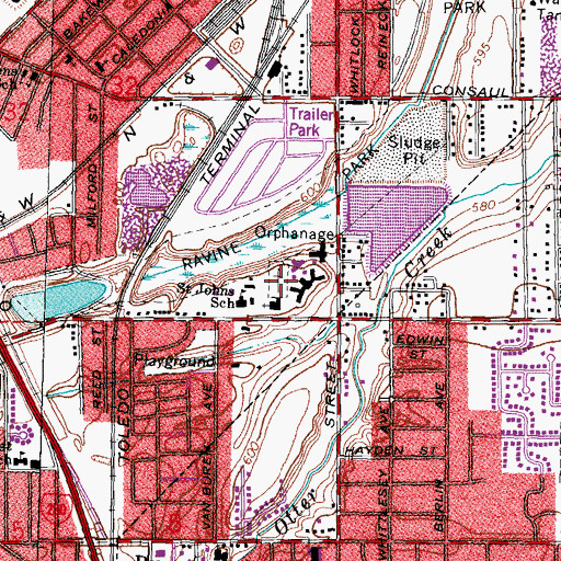 Topographic Map of Saint Johns Lutheran Cemetery, OH