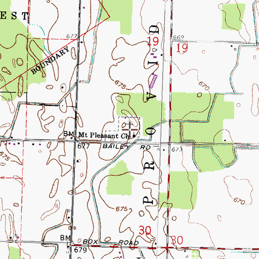 Topographic Map of Mount Pleasant Cemetery, OH