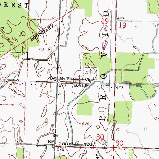 Topographic Map of Oak Hill Cemetery, OH