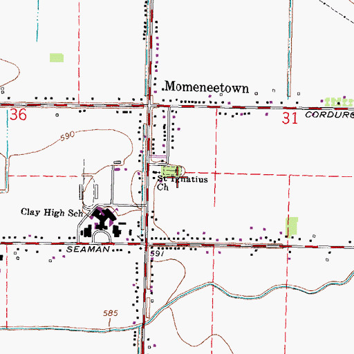Topographic Map of Saint Ignatius Catholic Cemetery, OH