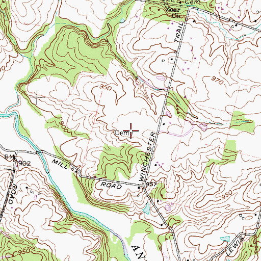 Topographic Map of Babb Cemetery, OH