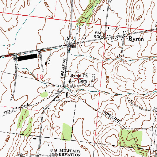 Topographic Map of Byron Cemetery, OH