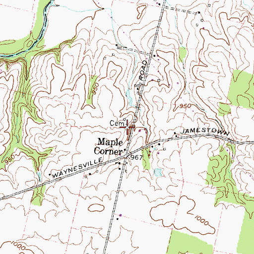 Topographic Map of Maple Corner Cemetery, OH