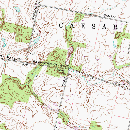 Topographic Map of Zoar Church Cemetery, OH