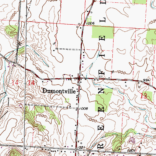 Topographic Map of Dumontville United Methodist Church, OH