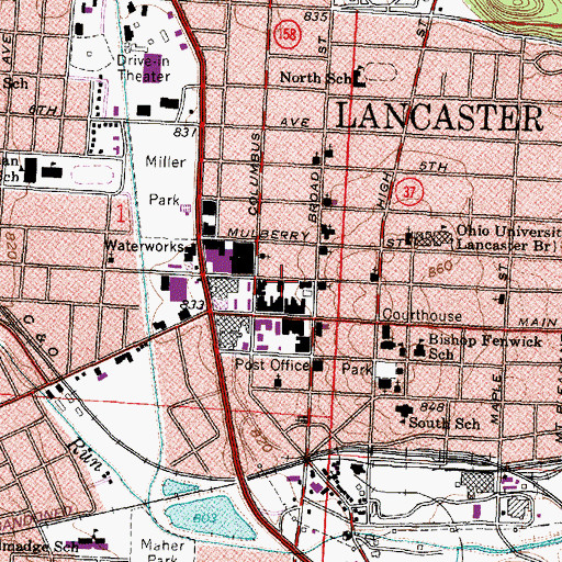 Topographic Map of Howes Academy (historical), OH