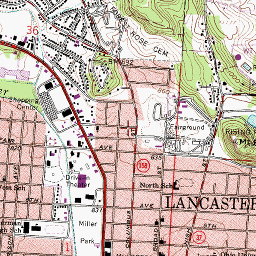Topographic Map of Park Street Hospital (historical), OH