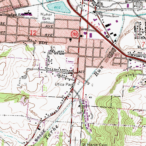 Topographic Map of Utica School (historical), OH