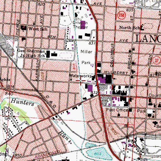 Topographic Map of Wheeling Street Bridge, OH