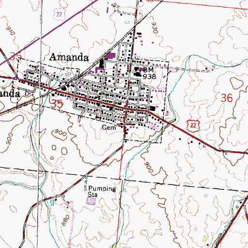 Topographic Map of Amanda Presbyterian Church, OH