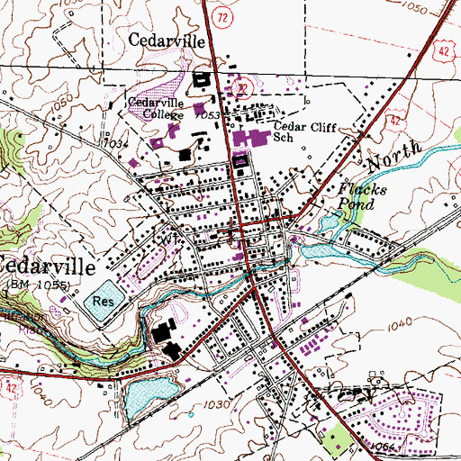 Topographic Map of Cedarville United Presbyterian Church, OH