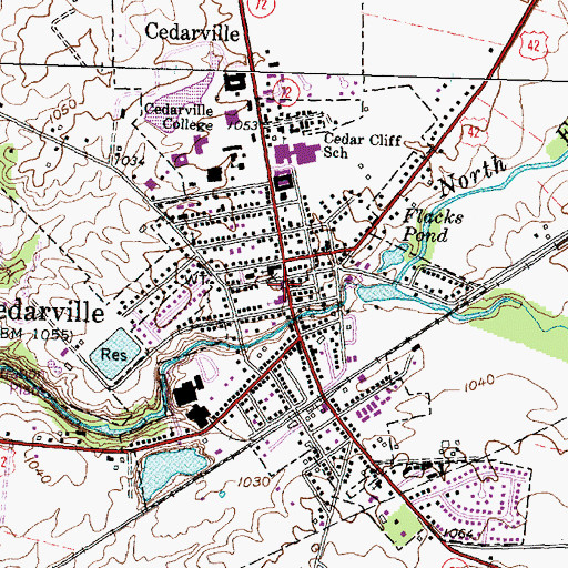 Topographic Map of Cedarville United Methodist Church, OH