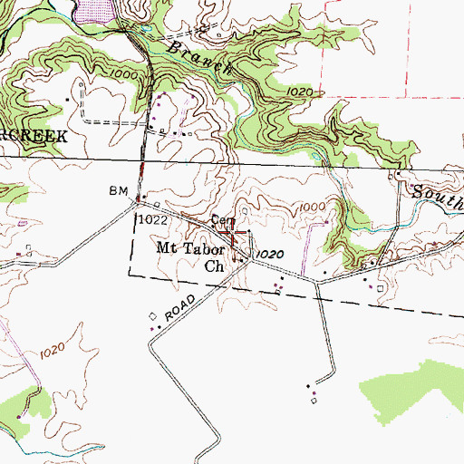 Topographic Map of Mount Tabor Cemetery, OH