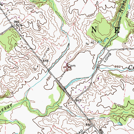 Topographic Map of Shook Cemetery, OH