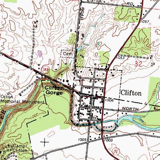 Topographic Map of Clifton United Presbyterian Church, OH
