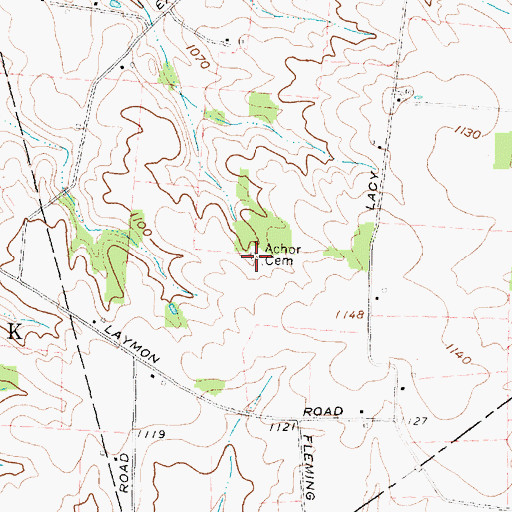 Topographic Map of Achor Cemetery, OH