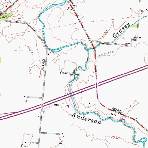 Topographic Map of Baptist Cemetery, OH