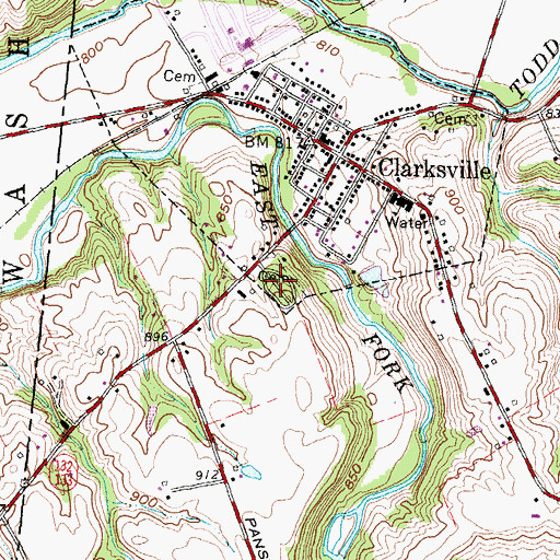 Topographic Map of Clarksville Independent Order of Odd Fellows Cemetery, OH
