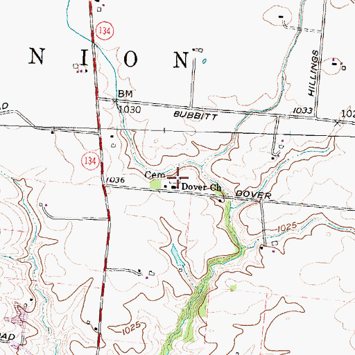 Topographic Map of Dover Cemetery, OH