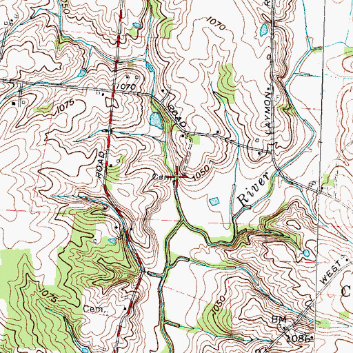 Topographic Map of Johnson Cemetery, OH