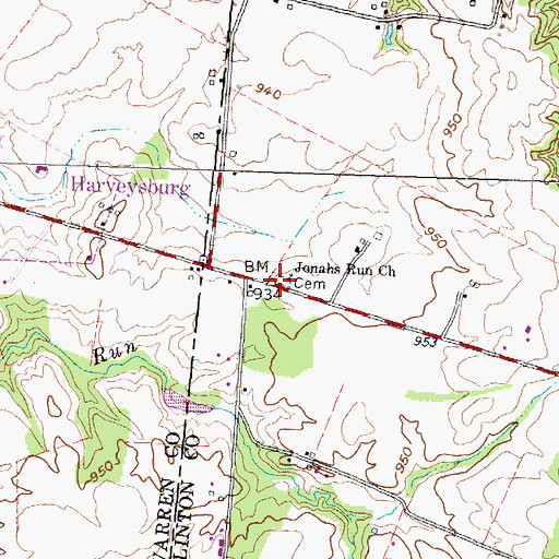 Topographic Map of Jonahs Run Cemetery, OH