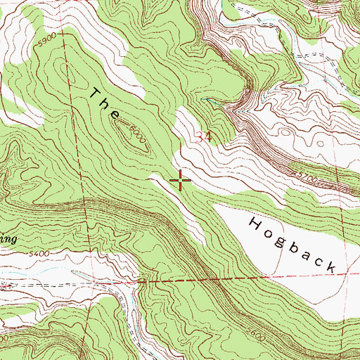 Topographic Map of The Hogback, CO