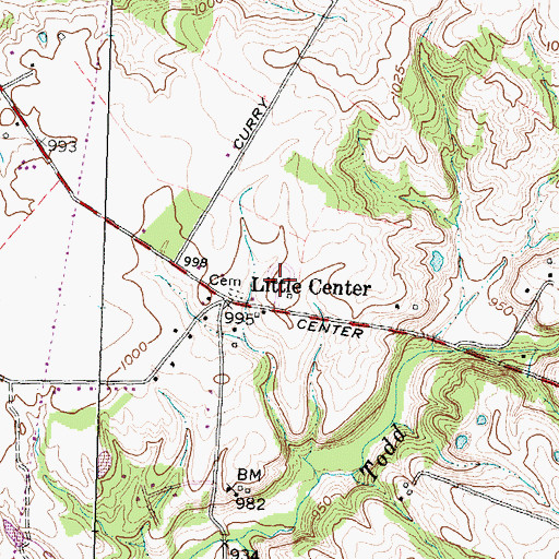 Topographic Map of Memorial Gardens, OH