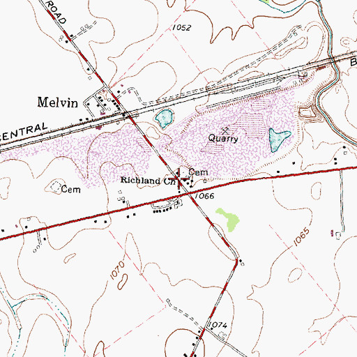 Topographic Map of Richland Methodist Cemetery, OH