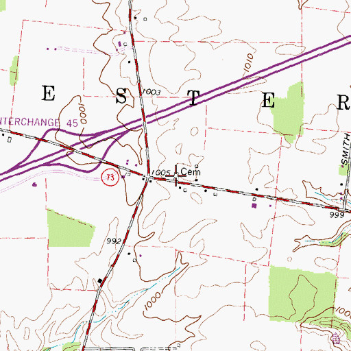 Topographic Map of Sabin Cemetery, OH