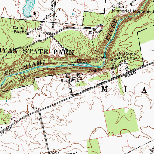 Topographic Map of Camp Cooper, OH