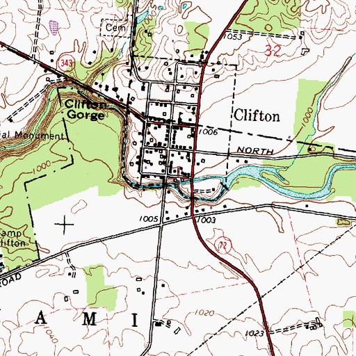 Topographic Map of Clifton Mill, OH