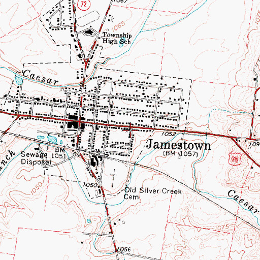 Topographic Map of Jamestown Friends Meeting House, OH