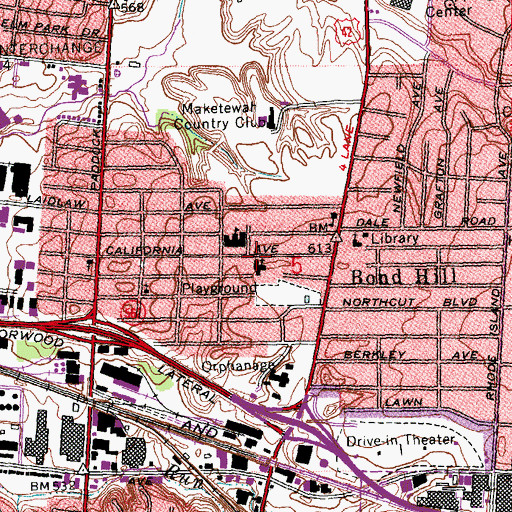 Topographic Map of Saint Agnes's School (historical), OH
