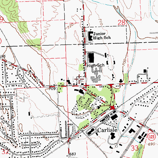 Topographic Map of Carlisle Cemetery, OH
